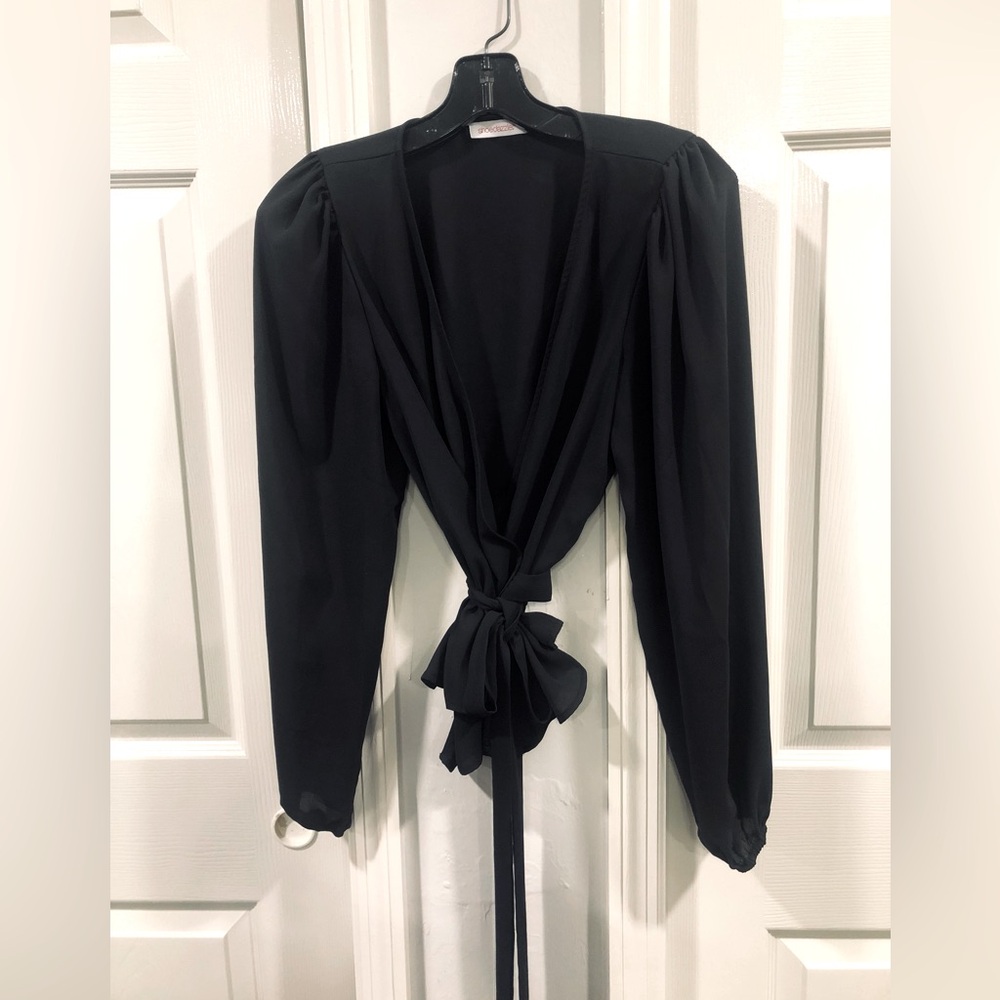 SHOE DAZZLE Wrap Blouse. - Picture 2 of 8